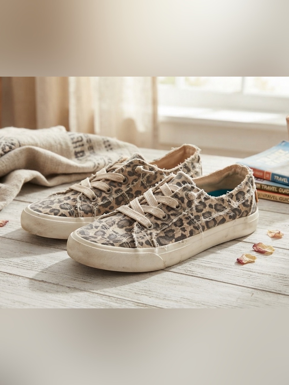 Blowfish Leopard Print Canvas Sneakers - Beige